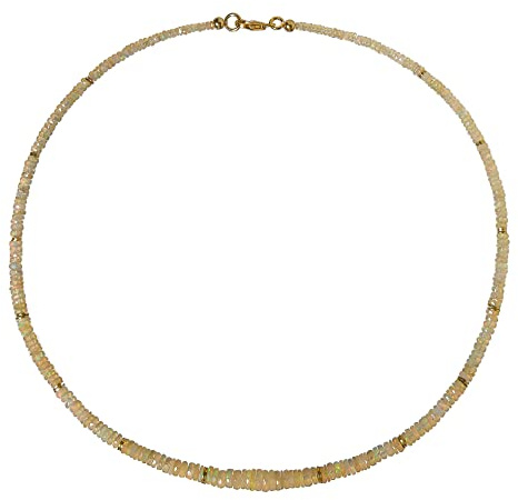 Opal Kette - Edelopal-Kette - Steinkette - 925 Silber vergoldet