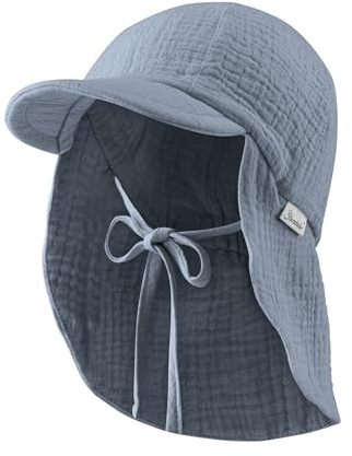 Sterntaler Gorra de Muselina para Cuello, Unisex, de Muselina de algodón (orgánico), protección UV 50+, Sombrero para el Sol con protección para el Cuello, Gorro de Verano para bebés y niños, Azul