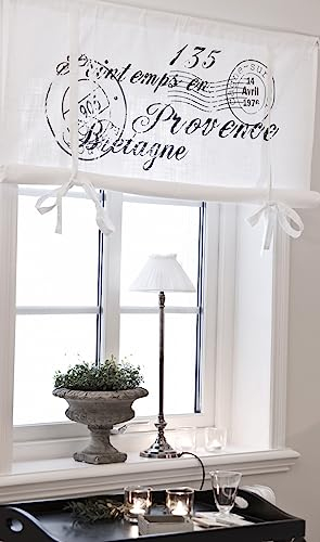 Raff Gardine Nice GRAU 200 x 100 cm BxL(H) Rollo Weiß Landhaus Vintage Shabby