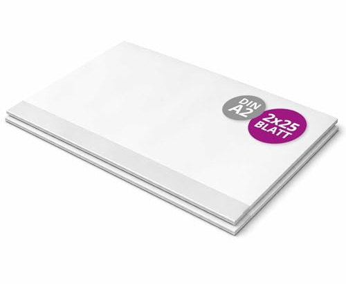 Scriptum Schreibtischunterlage | Malunterlage aus Papier zum Abreißen in weiß – in DIN A2 – 25 Blatt - im 2er Pack – Made in Germany