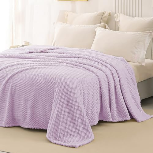 Whale Flotilla Couverture Polaire 220x240 cm Plaid Canapé | Jeté de Canapé en Microfibre Jacquard, Couverture pour Lit, Moelleux, Léger, Douillet, Doux, 4 Saisons, Violet