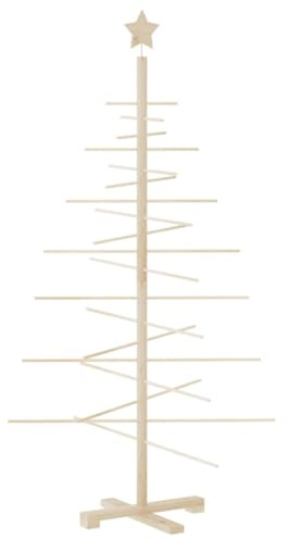 vidaXL Weihnachtsbaum Holz zum Schmücken, Christbaum Tannenbaum Künstlich Platzsparend, DIY Dekoration, Weihnachtsschmuck Weihnachtsdeko, 150cm Massivholz Kiefer