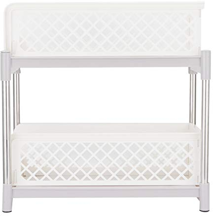 ANKROYU Étagère De Salle De Bain, Panier Coulissant De Salle De Bain à 2 Niveaux, Organisateur D'armoire De Rangement, Panier D'armoire Coulissant En Acier Inoxydable, Adapté Au Bureau De Cuisine, De