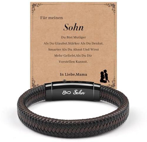 CheersLife Knotenarmband Geschenk Für Männer Braun Geflochtenes Leder Edelstahl Unendlichkeit Armbänder Schriftzug Ich Liebe Dich Geschenke Für Sohn Ehemann Freund Bruder Immer Miteinander Verbunden