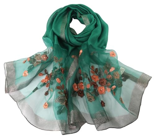 Sawekin Damen Schal Stola Halstuch Sommerschals Farbverlauf Stola Für Abendkleid Festlich Hochzeit Braut Seidenschal/Baumwolle Schal Ganzjährig