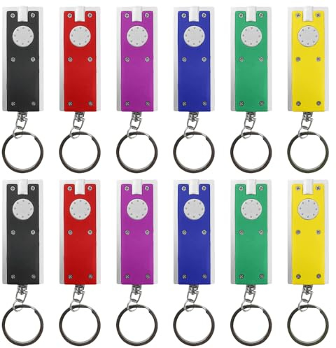 DUINIU 12 PCS LED Keychain Small Torch Light, Pocket Torch with Built-in Battery, Fashionable Key Ring Light, Mini Children's Flashlight, Suitable for Daily and Emergency Use