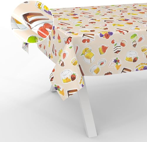 Vaxduk bordsduk tvättbar vaxduk vaxduk trädgårdsduk utomhus inomhus 100 x 140 cm skärkant efterrätt beige