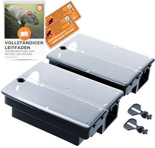 Mice&Co 2X Trappola per Topi e Ratti con Coperchio Trasparente – Scatola Esca Topicida Sicura per Bambini e Animali – Stazione per Roditori Interno Esterno Riutilizzabile