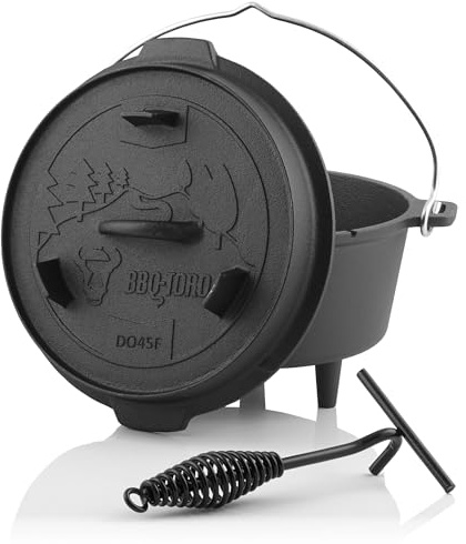 BBQ-Toro Dutch Oven Forest Serie | 4,2 Liter | bereits eingebrannt - preseasoned | Verschiedene Größen | Gusseisen Kochtopf | Bräter mit Deckel