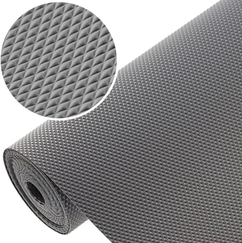 GTV - 1 Rolle 48cm x 300cm Antirutschmatte Schubladenmatte Küchenschrankmatte Einlegematte Rutschhemmende Noppenmatte Kunststoff Schubladeneinlage Kühlschrank matten (Anthrazit)