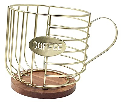 Duiaynke Porta cialde di caffè, grande capacità, per cucina, capsule di caffè, organizer (oro con lettere)