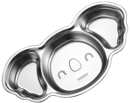 ifundom Edelstahl Essteller Mit Unterteilern Rutschfeste Servierplatte Für Küche Esstablett Aus Edelstahl Zum Portionieren Von Mahlzeiten Und Snacks