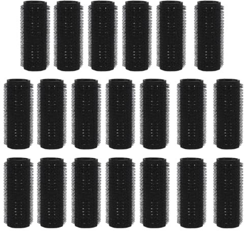 EOYVAIL Bigoudis,Grand fer à friser, fer à friser, fer à friser autocollant, fer à friser, 20 mm (paquet de 20, noir)