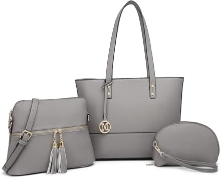 Miss Lulu Handtasche Damen Set Henkeltasche Sets große Frauen Shopper Bag Umhängetasche mit Quaste Geldbörse mit verstellbare Schulterrie handbags for women für Schule Arbeit Reise als Geschenk