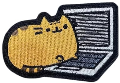 Niedliche Computer katze Klett Patches Stickerei Patch Klett Tactical Moral Aufnäher Applikationen für DIY Kleidung, Rucksäcke, Jacken, Jeans