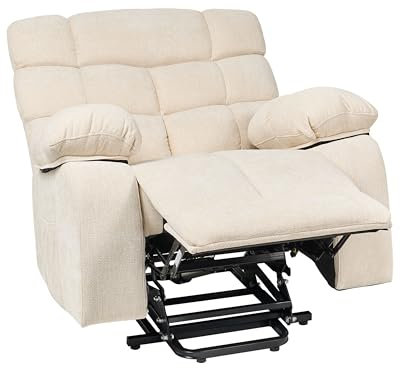 Reclinerfåtölj Modern Tyg Elektrisk Recliner Stoppad Liggfåtölj Fotstöd Fåtölj Ljus Beige Ares