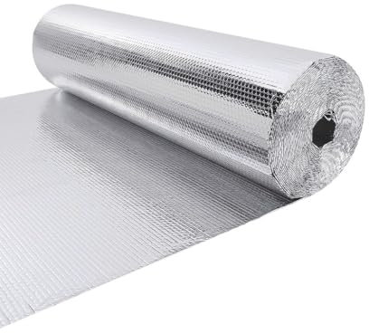 JOSUR Doppelseitige Aluminiumfolie, reflektierende Isolierschaumfolie, Luftblasenrolle, zur Wärmedämmung, Wärmeschutz, Strahlungsbarriere, 1 x 3 m