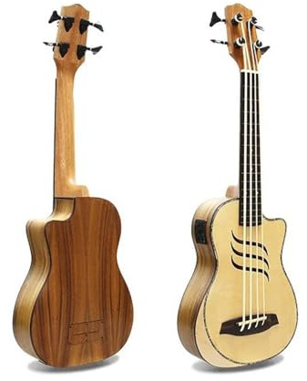 Ukulele Anfänger Akustische elektrische massive Fichte Fretless Ukulele Bass 30 Zoll Gitarre 30 Zoll 4 Saiten Mini E-Gitarre Pickup