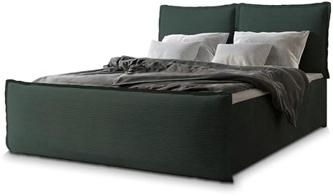 Masseno Boxspringbett Monta 160x200 cm Komplett-Set mit Matratze und Topper, Polsterbett mit Zwei Bettkästen -Grün, Lincoln 39