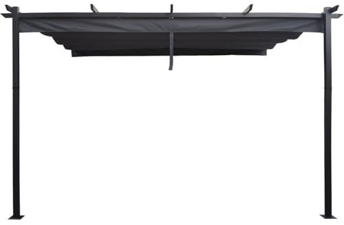 Pergola adossée en Aluminium avec Toit rétractable- 3 x 4 m - Gris