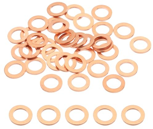 PATIKIL 35Pz Rondelle Rame M10, Rondelle Piatte in Rame M10x16x1.5mm Kit Rondella Tenuta Assortimento Metallo, Tappo di Scarico olio Anello di Guarnizione per Autoveicoli, Viti e Bulloni