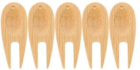 UKCOCO 5stücke Bambus Golf Divot Reparatur Werkzeuge Golfplatz Zubehör Divot Werkzeug Ball Marker Gabelkopf Design Werkzeug Für Schnelle Reparatur