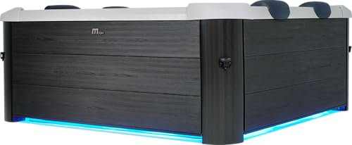 AQUALINE MSpa Oslo Carbon Grey 4-6 Person Portable Modular Hot Tub, WiFi Controlled 13A Plug & Play 2025 Model,Exterior LED Colour Lighting, Heats to 40°C, 120 Massage Air Jets, All Year Use-DIY Setup
