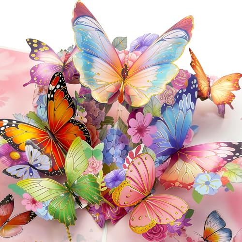 YianHien Schmetterling Geburtstagskarte für Frauen & Mädchen | 3D Pop Up Karte Geburtstag, Besonders Geschenk für Tochter Beste Freundin