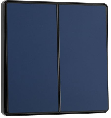 BG Electrical PCDDB42EB Interrupteur mural double 2 voies à bascule bord à bord Aspect sans vis Bords arrondis Bleu mat 20 A 16 AX