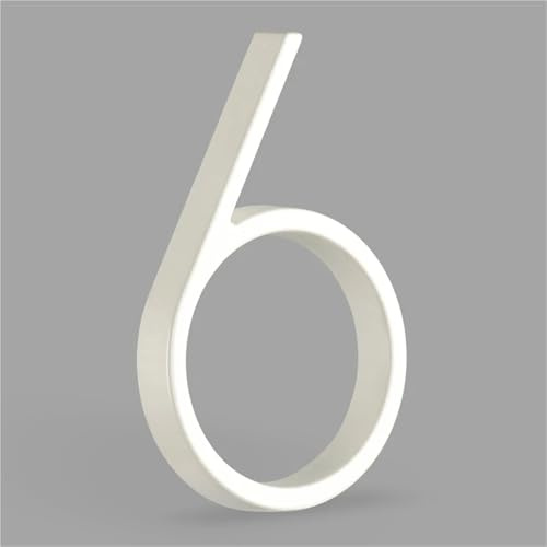 Numeri civici galleggianti da 5 pollici 125 mm, numero di porta moderno in lega di alluminio, segno bianco in metallo per cassetta postale con viti per appartamento, indirizzo esterna(6)
