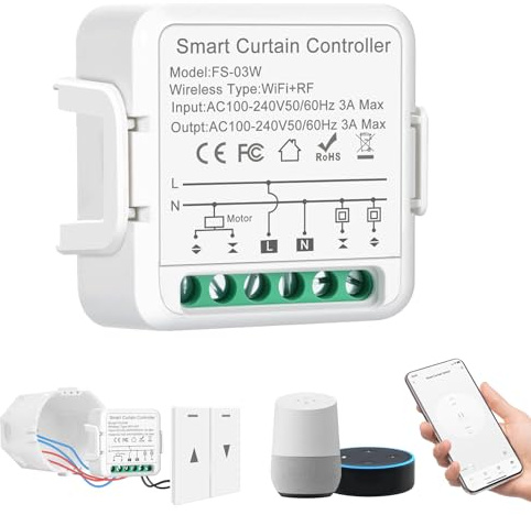 Wlan Rolladen Zeitschaltuhr und Sprachsteuerung, Smart Rolladenschalter mit RF Empfänger, Funkschalter Jalousieschalter Set, Elektrische Rolladensteuerung für Jalousien und Markisen
