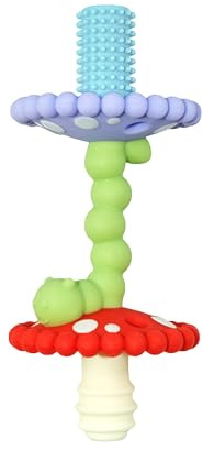 RaZbaby Chompy Teether Wand – Soft Silicone Hollow Baby Teething Tube for Front Teeth & Back Molars, Sensory Development and Multi Textured & Flexible Design, Compatible Teether (Multi Colored)