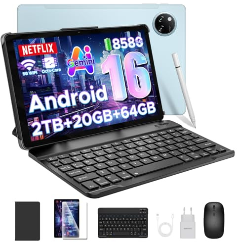 DOOGEE Tab A9+ Tablet 11 Pollici Android 16, 20GB RAM+64GB ROM(2TB TF), 8580mAh Tablet in Offerta, 13MP+8MP, Alta Qualità Doppio Altoparlante, 90Hz/ Octa-Core/ BT5.0/ GPS/WiFi 5G/ Widevine L1- Blu