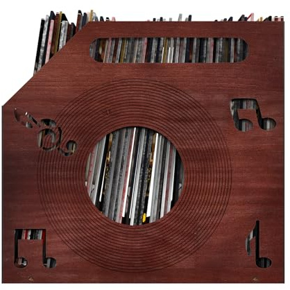 Movetility Vinyl Record Storage Crate with Handle, Wood and Metal Mesh Record Holder Holds 60 LPs, Easy Assembly Vinyl Storage Box for Home Office Record Store