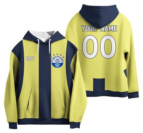 Generisch Kapuzenpullover Herren & Kinder - Personalisiert Fußball Hoodie mit Nummer & Logo, 95% Polyester 5% Elasthan, 7-Fach Weichverarbeitung, Geschenk für Fußballfans (Weihnachten/Geburtstag)