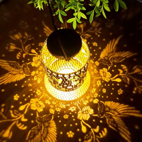 Ayuanb Birthday Gifts for Women Grandma, Hummingbird Solar Lantern Garden Ornaments for Outside, IP65 Waterproof Garden Decor Hanging Solar Lights for Table Patio Balcony