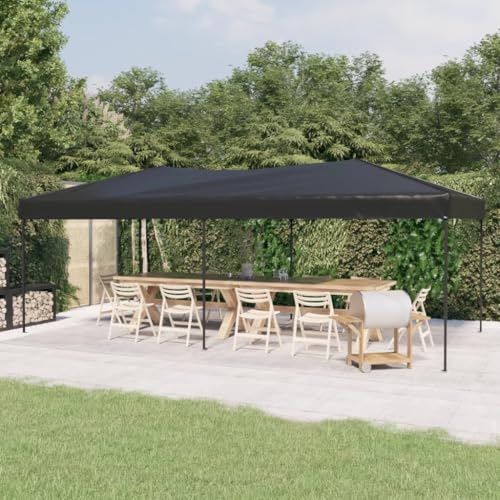Tente de Réception Pliable, 3x6 m en Tissu Oxford 210D, Structure Acier Résistant, Chapiteau de Jardin Exterieur avec Toit Anti-UV, pour Jardin, Terrasse, Événements Extérieurs, Couleur Anthracite