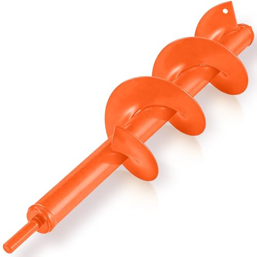 Otoolling 4 x 16'' Heavy Duty Auger Drill Bit for Planting, Garden Spiral Drill Bit, Bulb Planter Tool & Post Hole Digger, Fit 3/8 Hex Drive Drills(Orange)