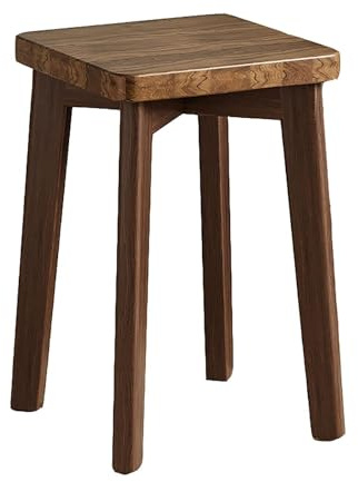 Liten Fyrkantig Pall I Massivt Trä, Matstolar, Stapelbar Köksstol, Multifunktionell Klädd Stol(Primary 2,Set of 1)