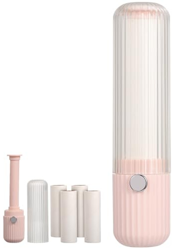 Hoement Rodillo Quitapelusas de Viaje Portátil Rosa Sakura 4 Rollos Adhesivos Herramienta para Quitar Pelos de Mascotas y Pelusas en Ropa y Muebles Quitapelos Compacto y Reutilizable