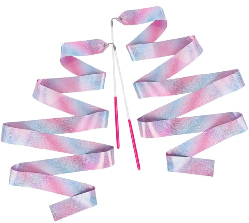 YGEOMER 2Pcs Sparkling Dance Ribbons for Kids Gymnastics