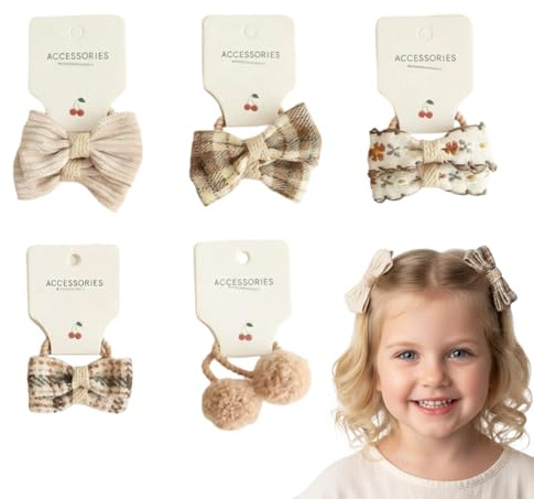 KAHZOR 10 PCS Elastique Cheveux Fille Avec Nœud, Nœud Papillon Bandes De Cheveux Pour Queue De Cheval, Style Bohème Accessoire Cheveuxs Fille, Elastique Cheveuxs Bebe Filles Pour École, Fêtes, Voyages