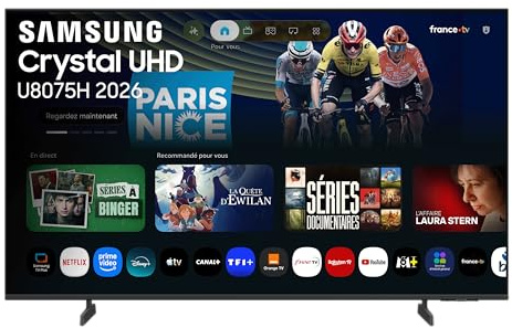Samsung TV 50 Pulgadas Crystal UHD U8075H 4K Smart TV con Vision AI Companion, Crystal Processor 4K, Dynamic Sound Pack TV Plus, Cine y Series