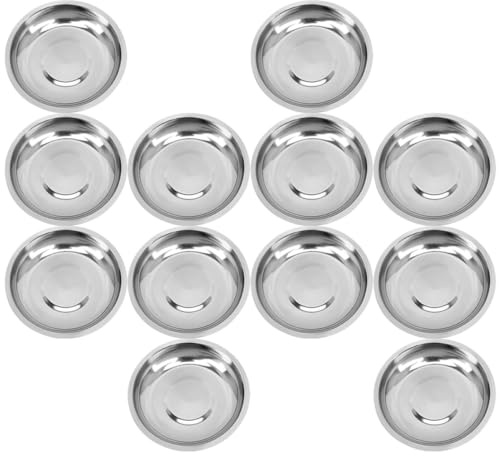 INOOMP Set 12 Mini Piatti da Antipasto in Acciaio Inox 10 Cm, Piattini Rotondi per Salsa di Soia e Condimenti, per Casa, Ristoranti e Preparazione Pasti