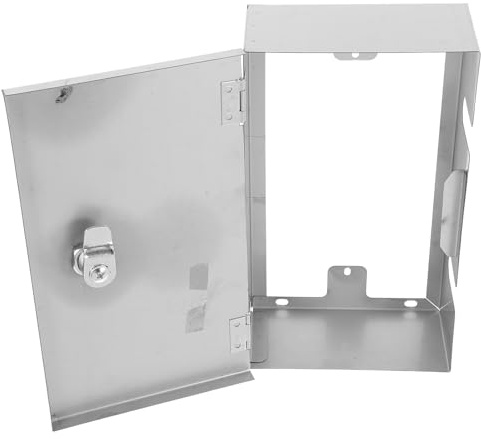 Scatola Argento Inox Protezione Acciaio in Presa Elettrica | Copertura Prese Esterne, Weatherproof e Anti-theft, per Casa e Ufficio