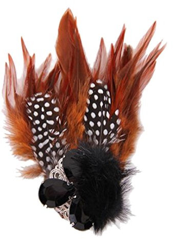 Cheerlife Feden Ansteckblume Haarblume mit Strass Brautschmuck Haarschmuck Haarclip Feier Kopfschmuck Bekleidung Zubehör Brosche Blumen Schwarz