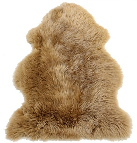 Reissner Lammfelle | Finn DF-95-HBR | Echtes Merino Schaffell | Naturform | hoch-/langflorig | Dekofell Couchauflage Bettvorleger Teppich | Hellbraun 95cm