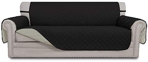 Easy-Going Reversible Couch Cover, 3 Cushion Sofa, Large, Black/Beige