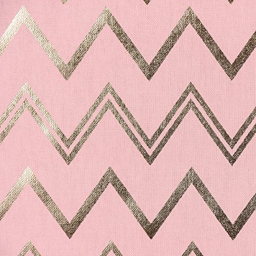 Dekostoff Halbpanama Metallikdruck Chevron Zacken rosa goldfarbig metallic 1,40m breit