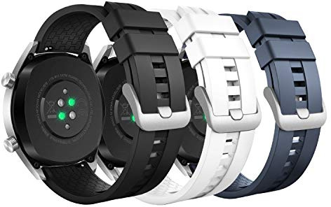 MoKo 3 Stück Armband Kompatibel mit Huawei Watch GT6 46mm/GT5/GT4/GT3/GT2/GT2e/GT6-GT2 Pro/GT Runner/Huawei Watch 5/4/3/4-3 Pro, 22mm Weiches Silikon Sport Uhrenarmband für Herren Damen